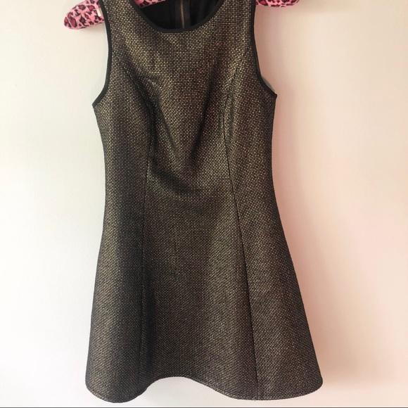 Black and Gold Sleeveless Fit & Flare Dress XS - Picture 3 of 6